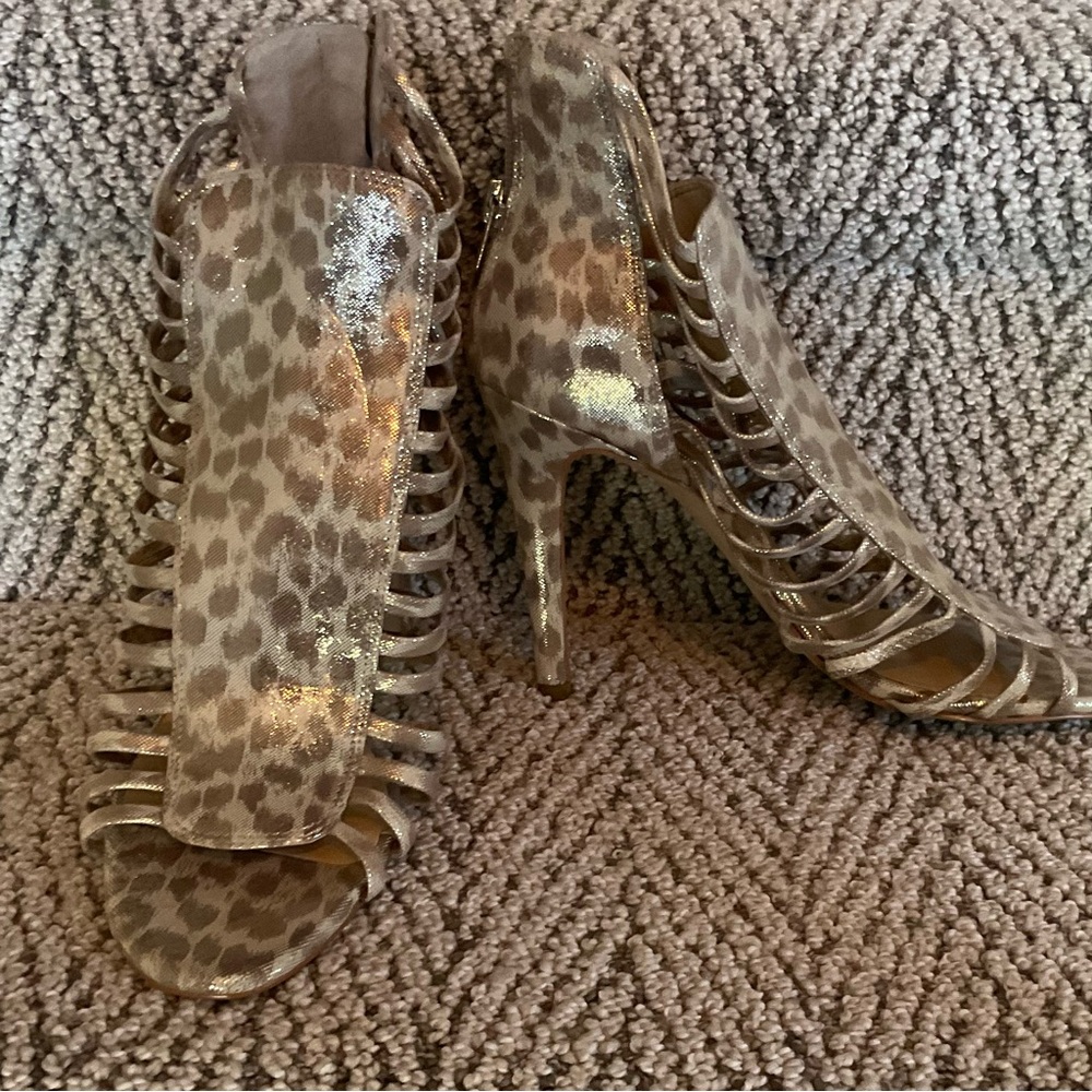 Leopard Print High Heel Sandals